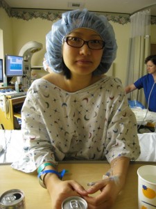 Yenari awaiting the epidural needle